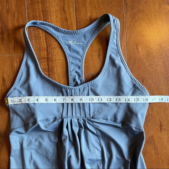 ZELLA Womens Workout Cinch T Back Tank Gray Built In Bra Size L - Picture 7 of 9